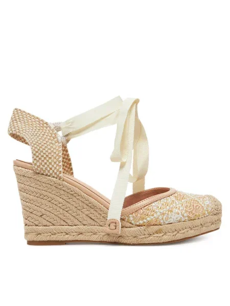 Еспадрили Guess CYRENAY със скосена платформа FLJCRY бежово