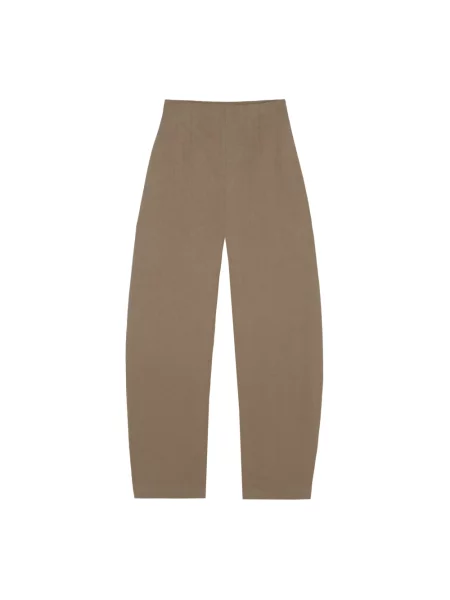 Lniane spodnie Cortana z wysoką talią brązowe