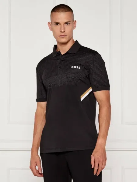 BOSS GREEN Polo Paule | stretch negru