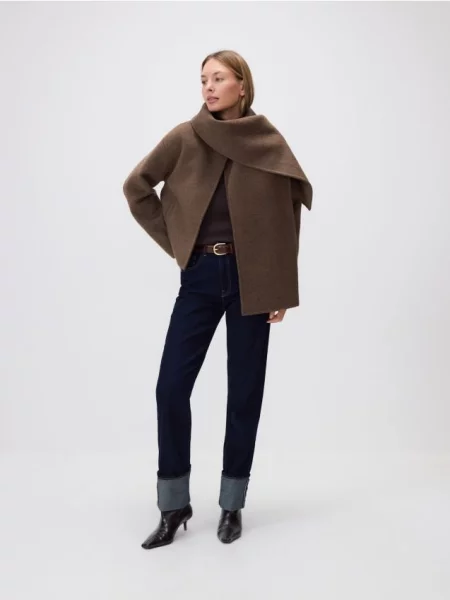 Reserved Вовняне пальто ручної роботи темно коричневий