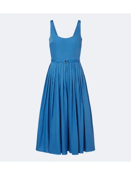 Cu centură rochie midi Emilia Wickstead din poplin albastru