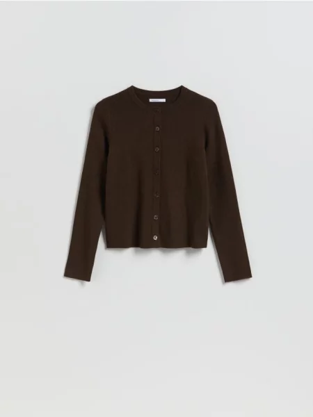 Reserved Kardigan z dodatkiem modalu ciemnobrązowy