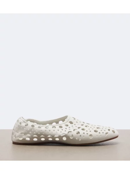 Balerini Alaïa din piele alb