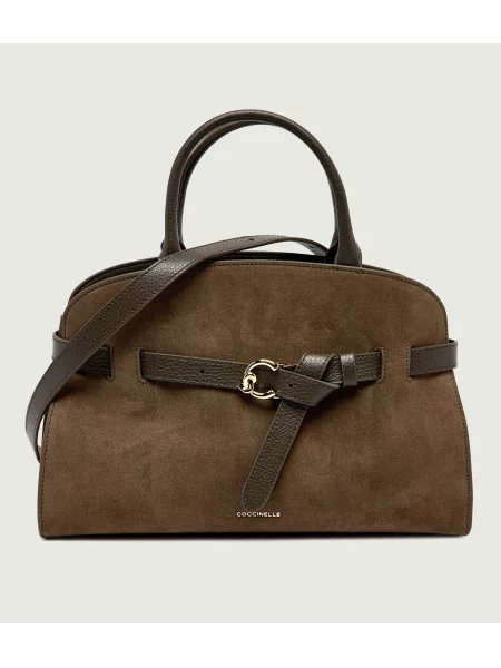 Rucsac Coccinelle din piele de căprioară roșu
