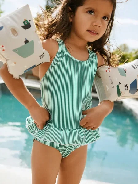 Liewood jednodílné dětské plavky Amara Stripe Swimsuit zelené