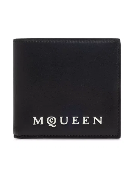 Portfel Alexander Mcqueen skórzany z logo czarny