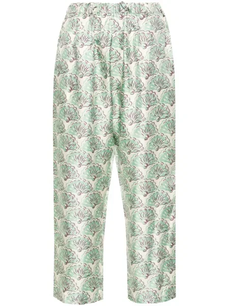 Pantaloni La Doublej de mătase cu imagine verde