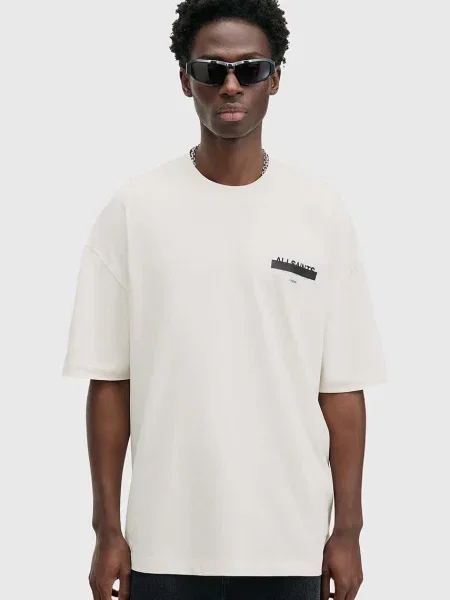 AllSaints tricou din REDACT SS CREW barbati cu imprimeu alb