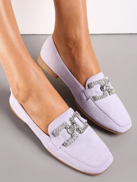 Mocasini Inny cu cataramă cu zirconiu violet