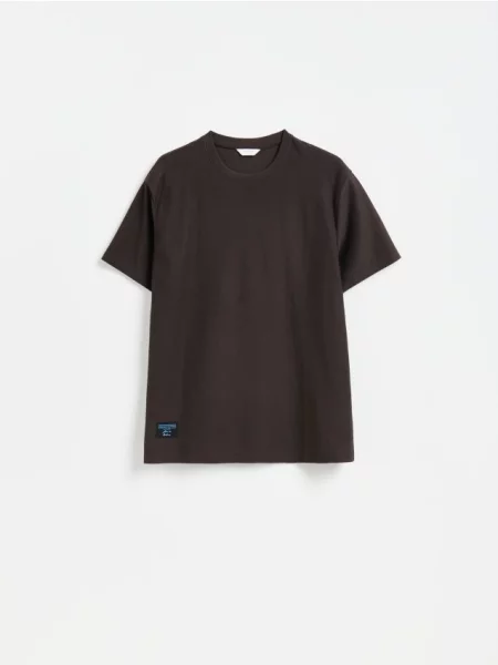 Reserved Tricou comfort fit din structurat maro-închis maro
