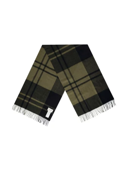 Barbour szalik wełniany wzorzysty zielony