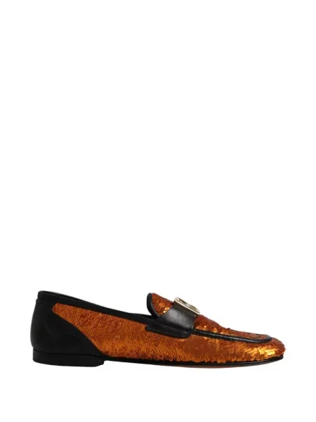 Pantofi loafer Dolce & Gabbana cu paiete portocaliu