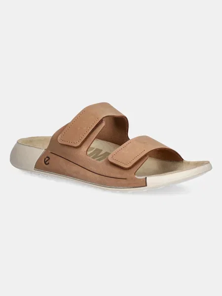 Ecco papuci din nubuc Nd Cozmo 2 Strap Flat femei maro