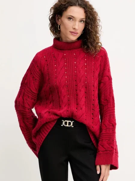 Светр з вовною Twinset теплий гольф червоний