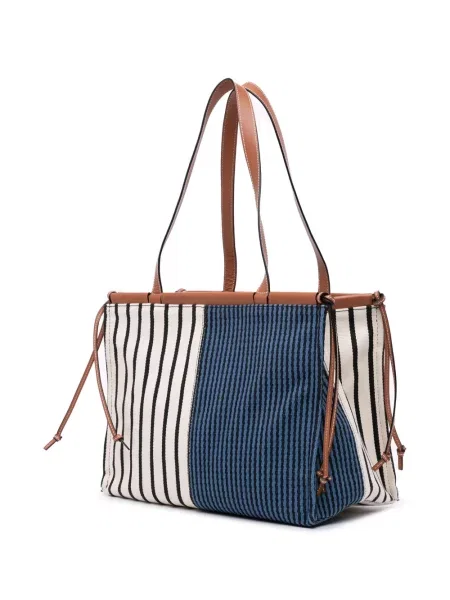 Pruhovaná plátěná velká kabelka Loewe Pre-owned červená