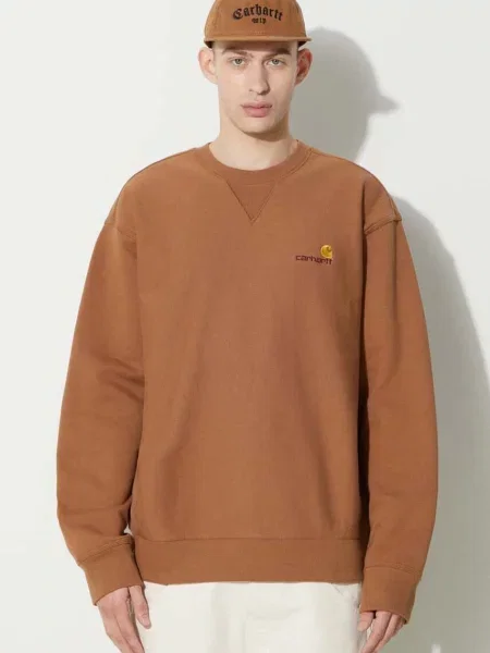 Кофта Carhartt WIP American Script Sweat з аплікацією коричневий