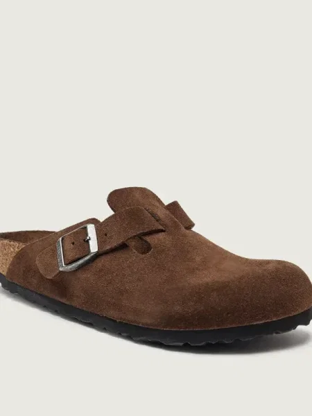 Birkenstock papuci din piele Boston SFB LEVE maro