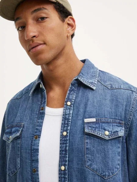 Guess Jeans camasa jeans albastru