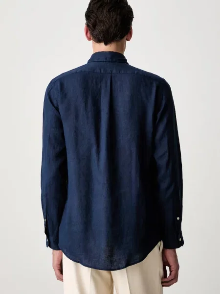 Polo Ralph Lauren koszula lniana Long Sleeve Sport Shirt granatowa