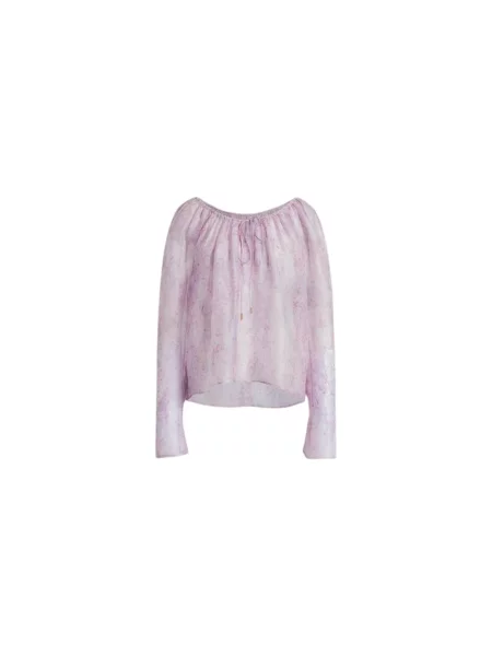 Bluzka w kwiaty Alberta Ferretti w kwiatki z organzy różowa