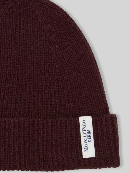Czapka z czystej żywej wełny Marc O'polo Denim brązowa