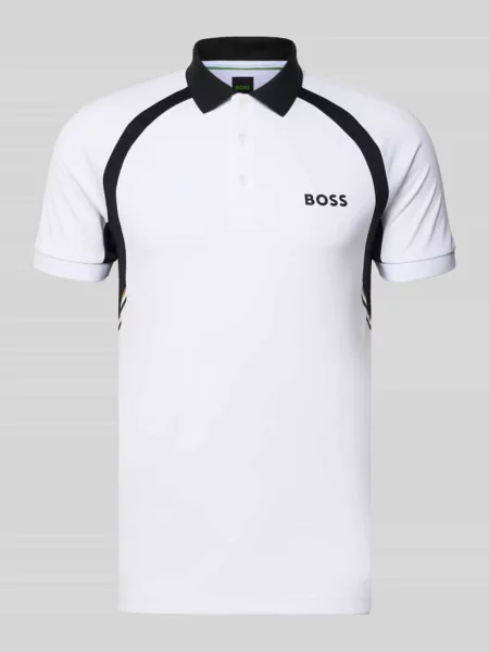 Koszulka polo o kroju slim fit z krótką listwą guzikową model ‘PL_TOC SPIN CB’ Boss Green biała