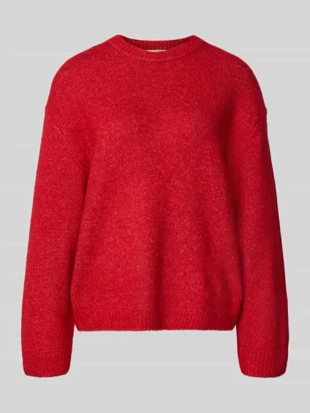 Sweter z dzianiny z prążkowanymi wykończeniami Gina Tricot czerwony