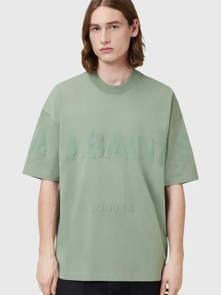 Тениска AllSaints BIGGY с принт бяло