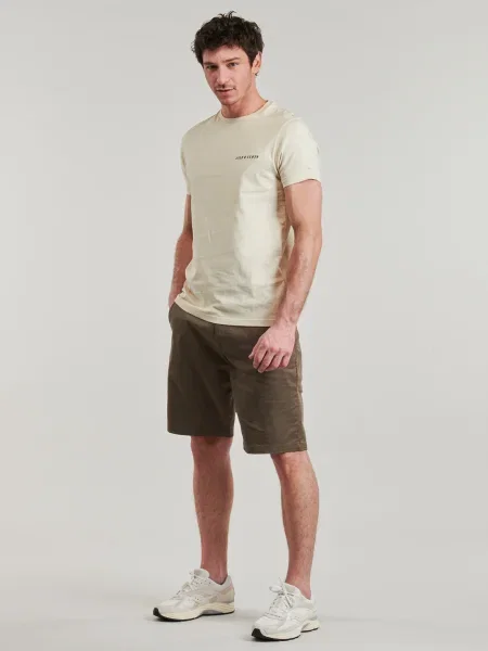 Tricou Lyle & Scott cu broderie bej