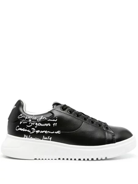 Sneakerși Emporio Armani din piele cu imagine negru