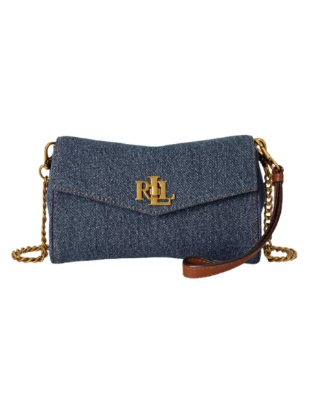 Torba na ramię z czystej bawełny Lauren Ralph Lauren niebieska