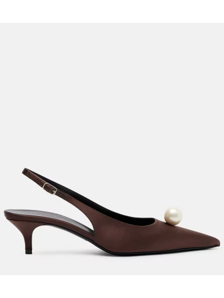 Pantofi cu toc Magda Butrym din satin slingback maro