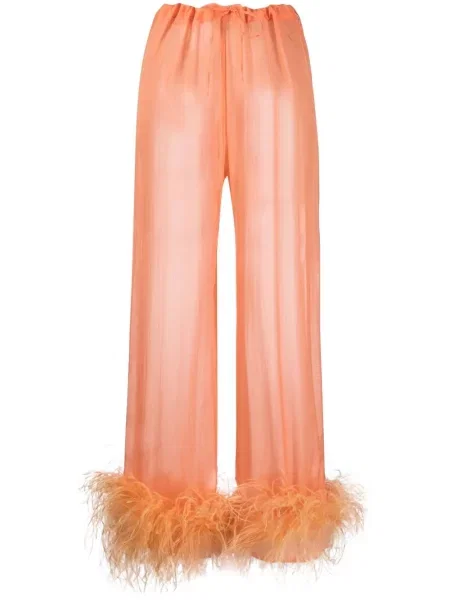 Pantaloni Oseree cu pene transparente portocaliu