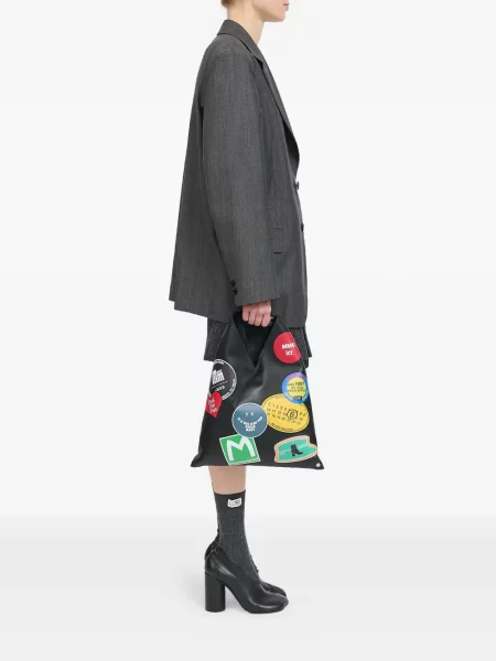 Шопинг чанта Mm6 Maison Margiela с принт черно