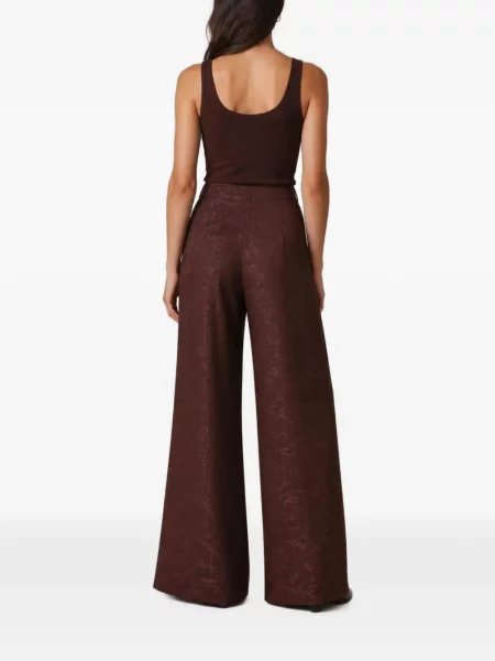 Pantaloni Retori din jacard maro