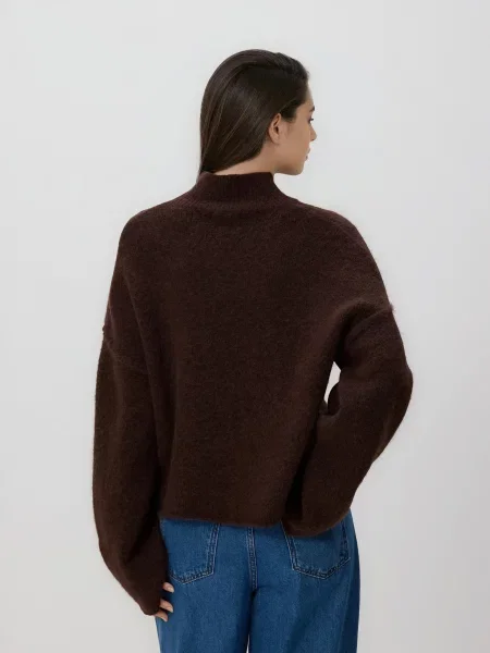 Reserved Светр-водолазка темно коричневий