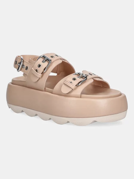 AGL sandale de piele Gwendoline Sporty femei cu platforma bej