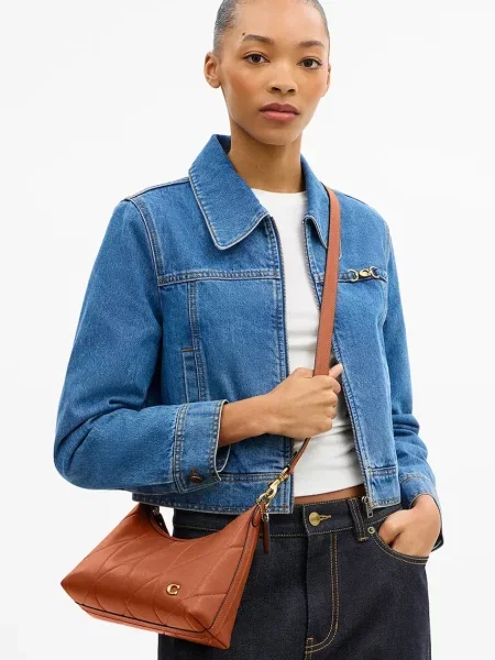 Кожаная стеганая сумка через плечо Coach