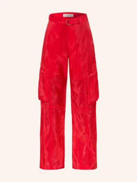 The Frankie Shop Spodnie Cargo Kelly Sheer rot czerwone
