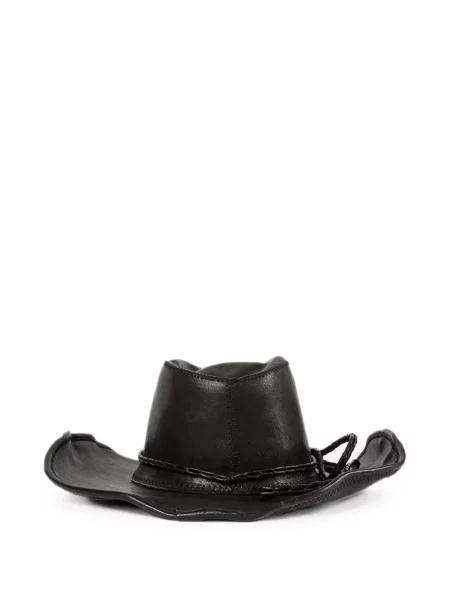 Căciulă Ann Demeulemeester din piele țesută negru
