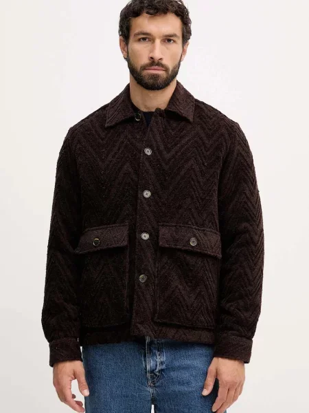 Mos Mosh dzseki gyapjúkeverékből LUIS átmeneti oversize barna