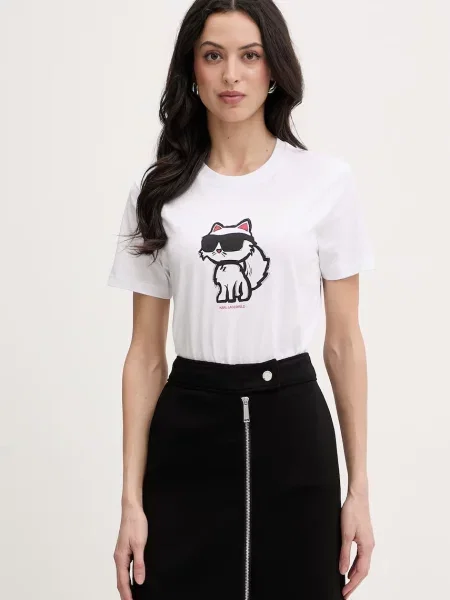Karl Lagerfeld tricou pentru femei din IKON SKETCH alb
