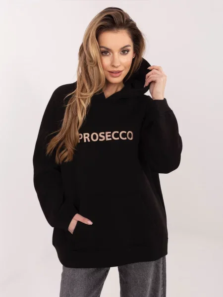 Pulover Rue Paris z napisom črna