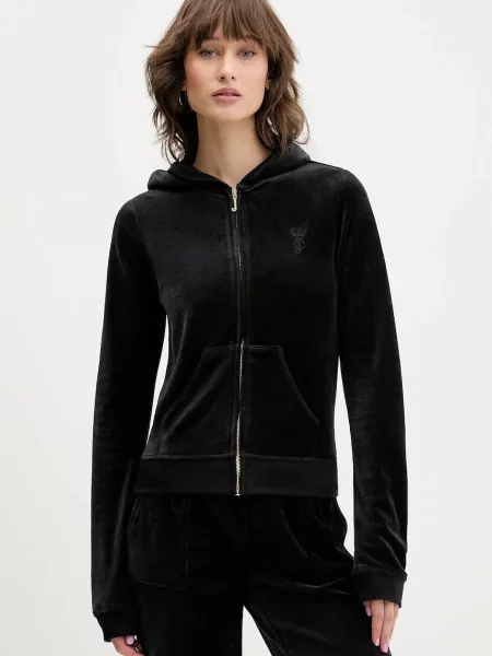 Juicy Couture bluza HERITAGE ROBYN HOODIE z kapturem z aplikacją czarny