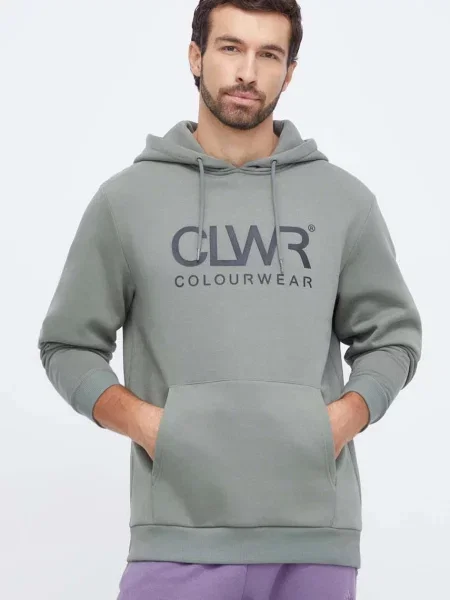 Суичър с качулка Colourwear с качулка с принт зелено