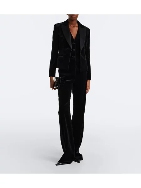 Pantaloni Max Mara de catifea elegante negru