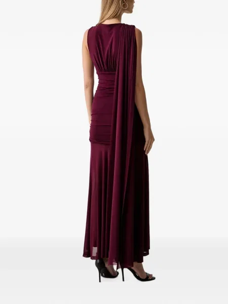 Rochie Bardot cu volane drapată violet