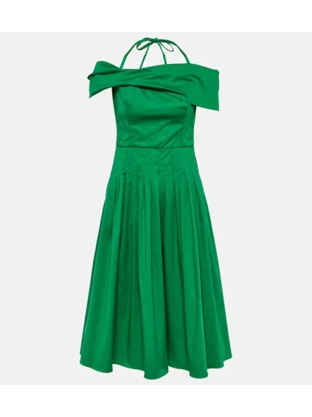 Svilena midi obleka Oscar De La Renta zelena