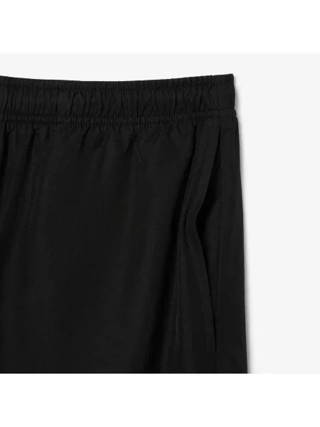 Lacoste Sportowe Szorty Z Jednokolorowej Tafty O Diamentowym Splocie czarne