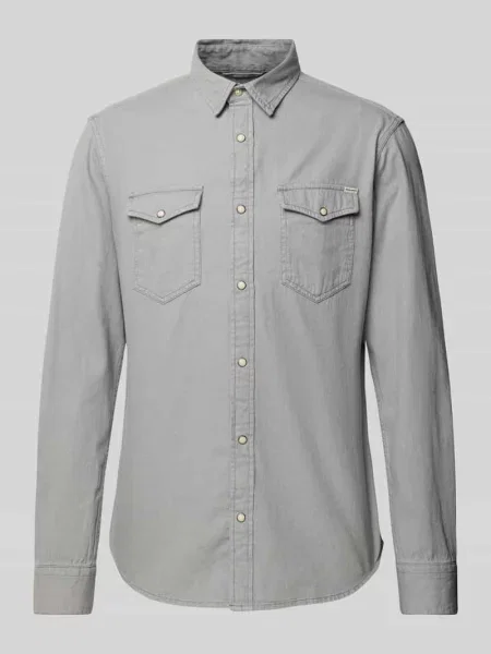 Koszula casualowa o kroju slim fit z imitacji denimu model ‘ESHERIDAN’ Jack & Jones szara